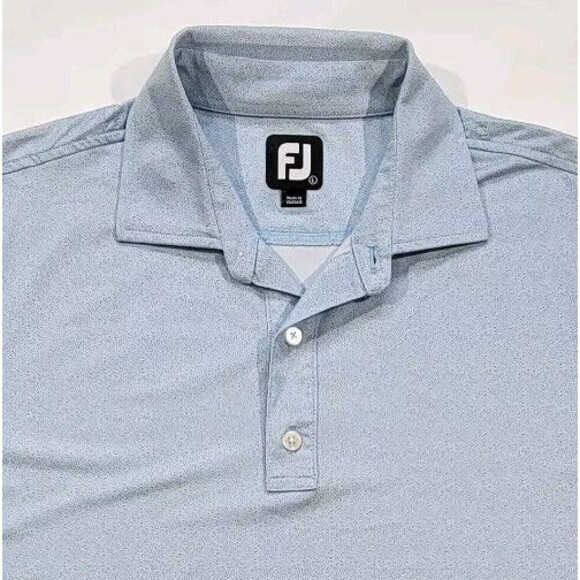 FootJoy Golf Polo Shirt Men's Size Large Light Blue White Dots - Picture 1 of 12